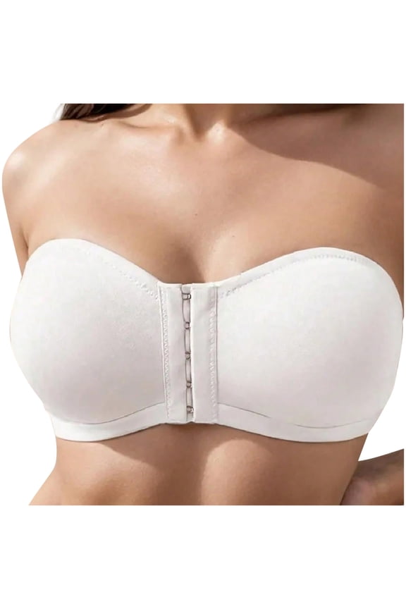 Front Closure Wireless Strapless Bras for Women Push Up Seamless Comfy Bandeau Bralette Comfortable Invisible Tube Tops