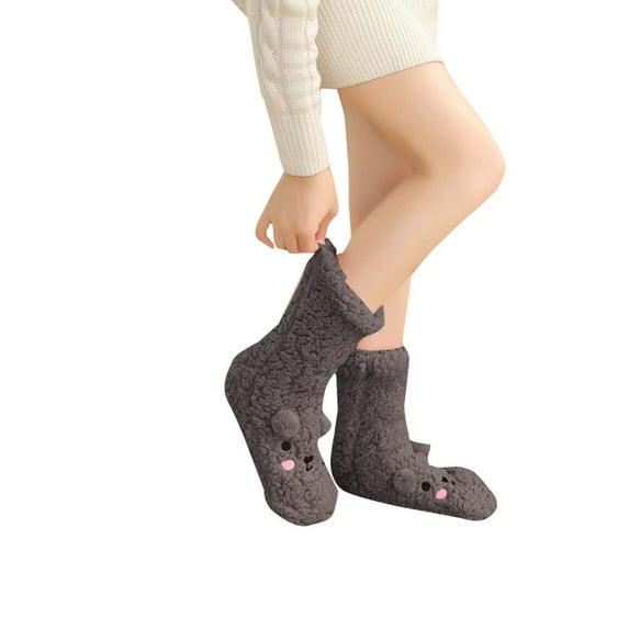 FAHXNVB Fuzzy Fluffy Slipper Socks for Women Soft Warm Cozy Cute Fleece Sleep Socks Non Slip Sole Thick House Socks for Christmas Gifts