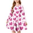 thumbnail image 1 of FAHXNVB Girl Valentine's Day Long Sleeve Dresses Comfortable Lovely Hearts Print Crewneck Dress Stretchy Twirly Casual Dress 4-14 Years, 1 of 4
