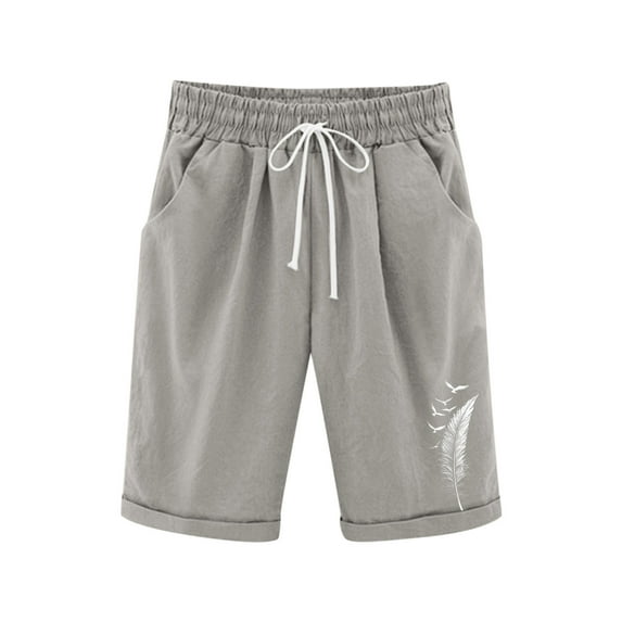 FAHXNVB Girls Bermuda Shorts Cotton Linen Drawstring Casual Breathable Elastic Waist Loose Fit Athletic Shorts Summer Solid Color Fashion Shorts with Pockets 4-14 Years