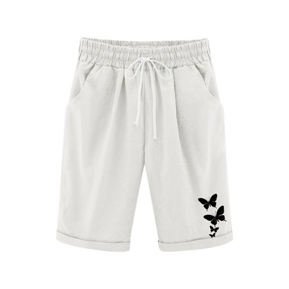 FAHXNVB Girls Bermuda Shorts Drawstring Cotton Linen Casual Breathable Elastic Waist Comfortable Athletic Shorts Summer Solid Color Fashion Shorts with Pockets 4-14 Years