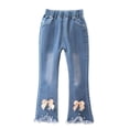 thumbnail image 1 of FAHXNVB Girls Flare Jeans Kids Slim Fit Stretchy Bootcut Denim Pants with Pocket Fashion Cute Bell Bottom 2-13 Years, 1 of 5