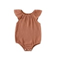 thumbnail image 1 of FAHXNVB Girls Flutter Sleeve Romper Soft Crew Neck One Piece Jumpsuit Summer Solid Color Lightweight Infant Outfits 3-24M, 1 of 7
