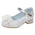 thumbnail image 1 of FAHXNVB Girls Glitter Mary Jane Heels Kids Crystal Flower Pearl Non Slip Dress Shoes Birthday Summer Sparkly Princess Shoes 4-12.5 Years, 1 of 8