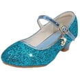 thumbnail image 1 of FAHXNVB Girls Glitter Mary Jane Heels Metallic Strap Charm Non Slip Dress Shoes Solid Color Wedding Summer Sparkly Shoes 4-12.5 Years, 1 of 6