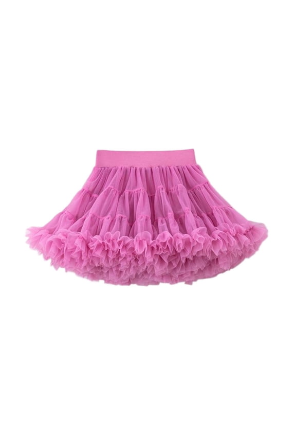 Girls Mesh Tutu Skirts Elastic Waist Solid Color Cheer Running Athletic Skirts Fashion Casual Mini Skirts 0-10 Years
