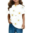 thumbnail image 1 of FAHXNVB Girls Short Sleeve T-Shirts Crewneck Chrysanthemum Print Soft Cotton Kids Casual Tees Tops Summer Fashion Breathable Shirts 3-14 Years, 1 of 8