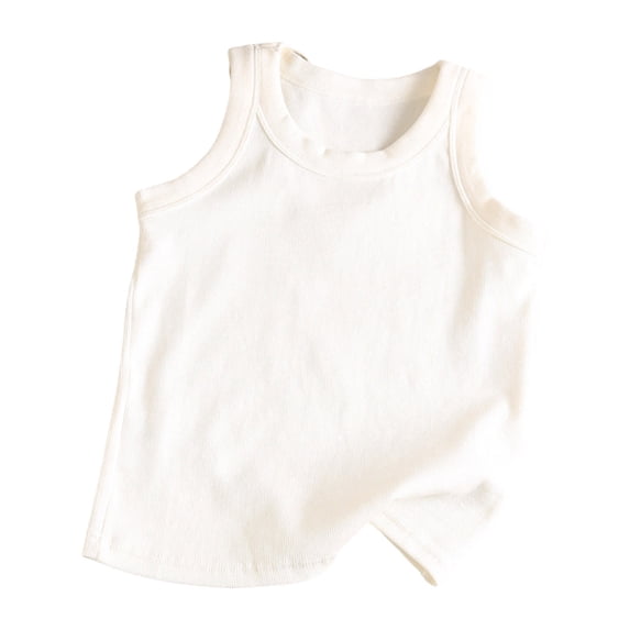 FAHXNVB Girls Sleeveless Solid Color Tank Tops Soft Cotton Crewneck Cute Undershirts Casual Comfortable Summer Tees Shirts 2-13 Years