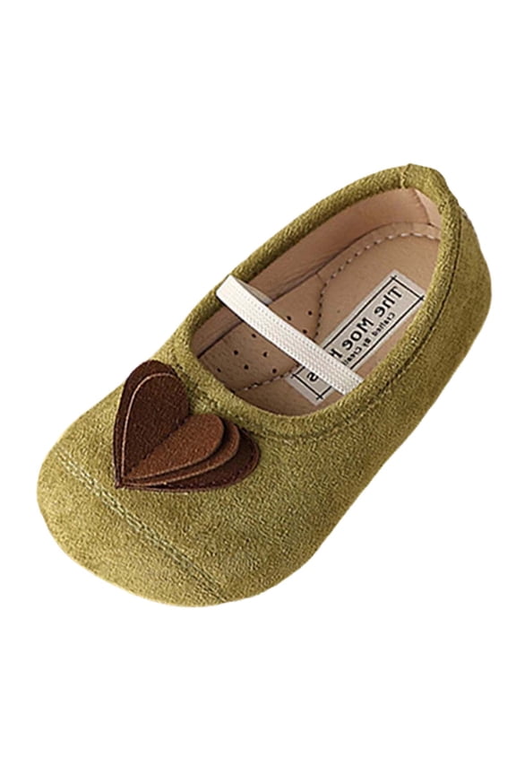 Girls Velvet Mary Jane Shoes Heart Applique Soft Sole Dress Shoes Solid Color Birthday Party Cute Shoes 1-9.5 Years