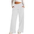 thumbnail image 1 of FAHXNVB Girls Wide Leg Sweatpants Elastic Waisted Drawstring Cotton Lightweight Pants with Pockets Solid Colof Fashion Casual Outing Pants 3-13 Years, 1 of 8