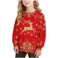 thumbnail image 1 of FAHXNVB Kids Long Sleeve Christmas Shirts Boys Girls Xmas Reindeer Graphic Crew Neck Sweatshirts Lightweight Fleece Lined Holiday Tops 1-15 Years, 1 of 6