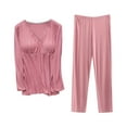 thumbnail image 1 of FAHXNVB Maternity Nursing Pajama Set Long Sleeve Top & Pants Breastfeeding Sleepwear Double Layer Pregnancy Pjs,M, 1 of 4