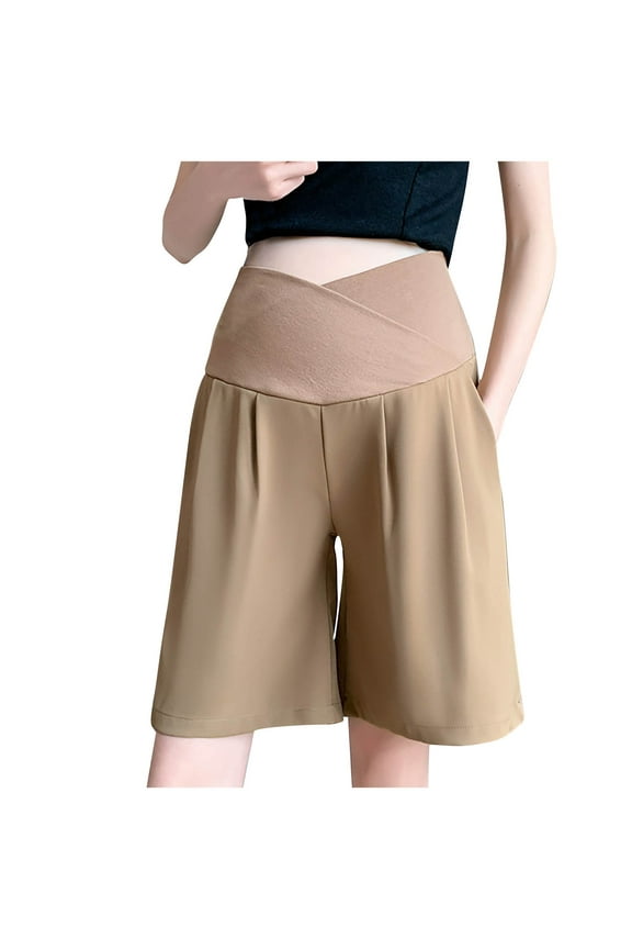 Maternity Shorts with Pockets Over The Belly Lounge Pants Comfy Summer Pregnancy Clothes,XL