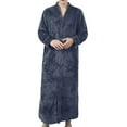thumbnail image 1 of FAHXNVB Men's Flannel Nightshirt Full Zip V Neck Long Sleeve Fleece Long Nightgown with Pockets Winter Warm Soft Fluffy Housecoats, 1 of 2