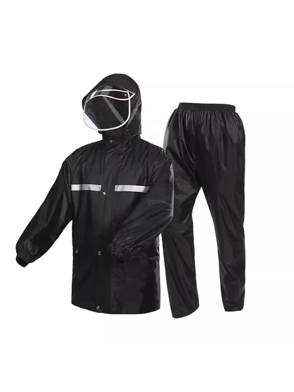 Men's Waterproof Golf Rain Suit Outdoor Lightweight Hooded Raincoat with Eye-Catching Reflective Strip Waterproof Rain Gear Jacket and Pant
