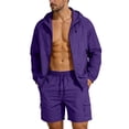 thumbnail image 1 of FAHXNVB Mens 2 Piece Summer Outfits Ice Silk Sun Protection Zip Up Hooded Jacket and Drawstring Shorts Sets Tracksuits Activewear, 1 of 8