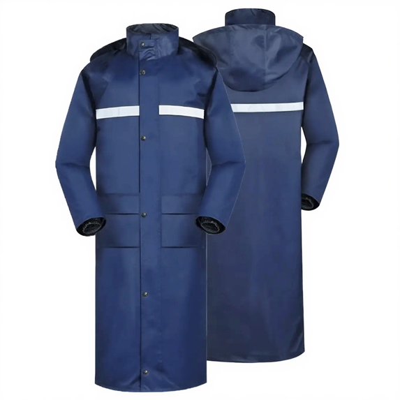 FAHXNVB Mens Long Rain Jacket Reflective Stripes Waterproof Rain Ponch for Outdoor Activities Lightweight Emergency Waterproof Poncho