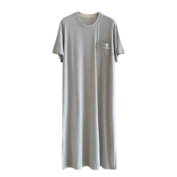FAHXNVB Mens Nightgown Summer Short Sleeve Lounge Sleep Nightshirt Comfy Lightweight Soft Loose Sleepwear Nightwear M-2XL