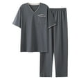 thumbnail image 1 of FAHXNVB Mens Pajamas Set Lightweight Short Sleeve Pajama Tops and Long Pants Summer Soft Sleepwear Loungewear Pjs Sets with Pockets, 1 of 2