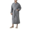 thumbnail image 1 of FAHXNVB Mens Robe Winter Warm Long Fleece Bathrobe Solid Color Plush Soft Bath Robe with Adjustable Waist Belt and 2 Pockets, 1 of 7