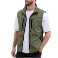 thumbnail image 1 of FAHXNVB Mens Zip Up Utility Vests with Pockets Stand Collar Outdoor Hunting Camping Hiking Vests Summer Lightweight Breathable Vests, 1 of 8