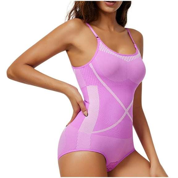 FAHXNVB Plus Size Women's Shapewear Bodysuit Waist Trainer Seamless Round Neck Body Shaper Butt Lifter Body Suit