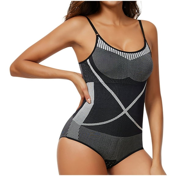 FAHXNVB Plus Size Women's Shapewear Bodysuit Waist Trainer Seamless Round Neck Body Shaper Butt Lifter Body Suit