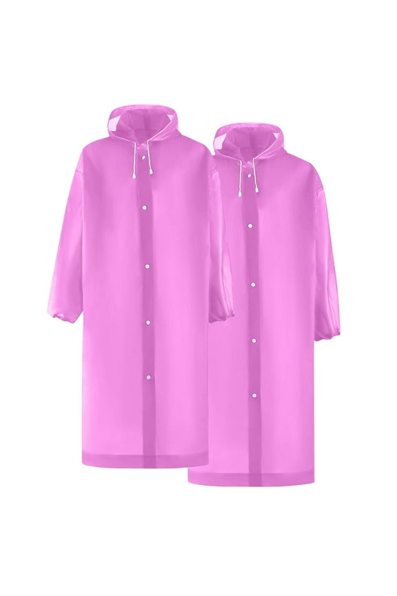 Rain Ponchos for Adults Reusable 2 Pack Raincoat for Women Men Button Down Waterproof Rain Coat Gear with Hood Drawstring