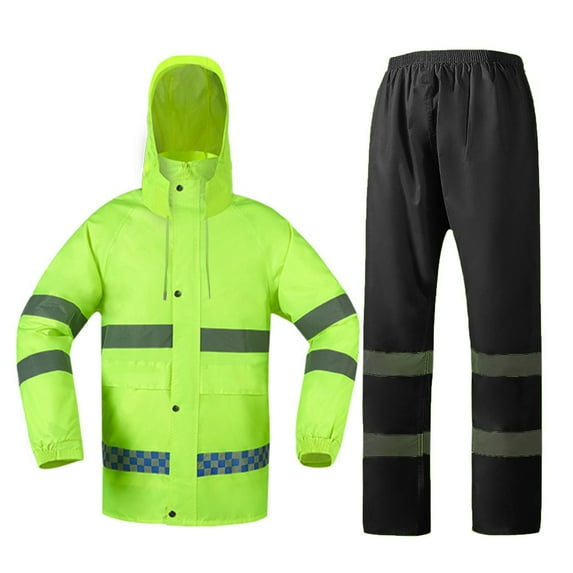 FAHXNVB Rain Suits for Men Waterproof Work Breathable Rain Coats with Eye-Catching Reflective Strip Rain Gear Jacket and Pants Rainwear