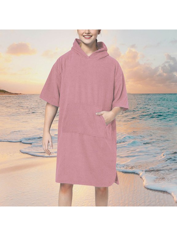 Surf Poncho Changing Robe with Hood for Women Absorbent Quick Dry Microfiber Wetsuit Changing Towel with Pocket