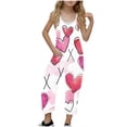 thumbnail image 1 of FAHXNVB V Neck Sleeveless Jumpsuits for Girls Hearts Print Spaghetti Straps Long Pants Fashion Casual Rompers With Pockets 5-14 Years, 1 of 5