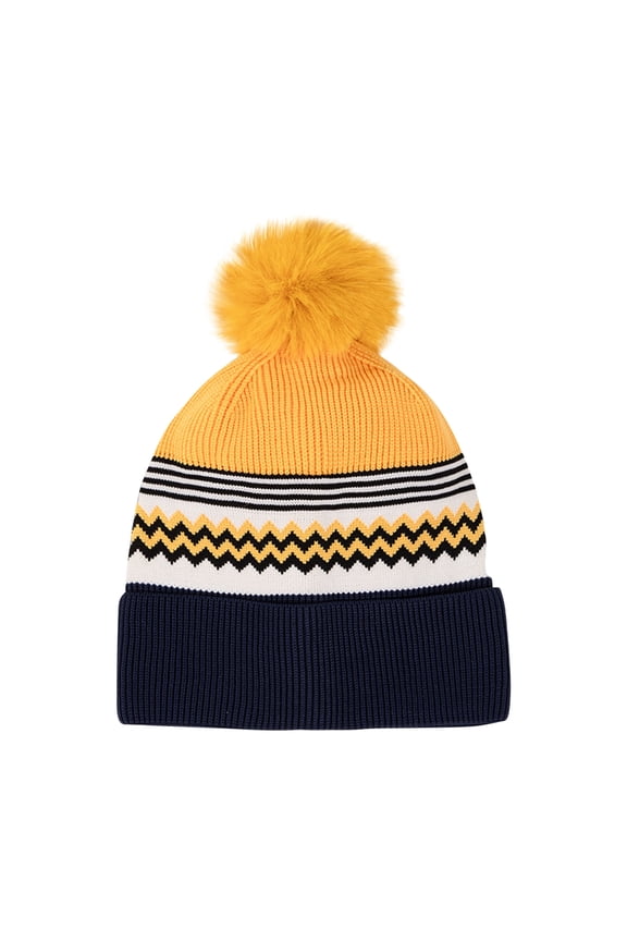 Winter Beanie Hat for Men Women Stylish Knitted Wool Yarn Hat with Plush Ball Warm and Stretchy Color Block Crochet Cap for Outdoors