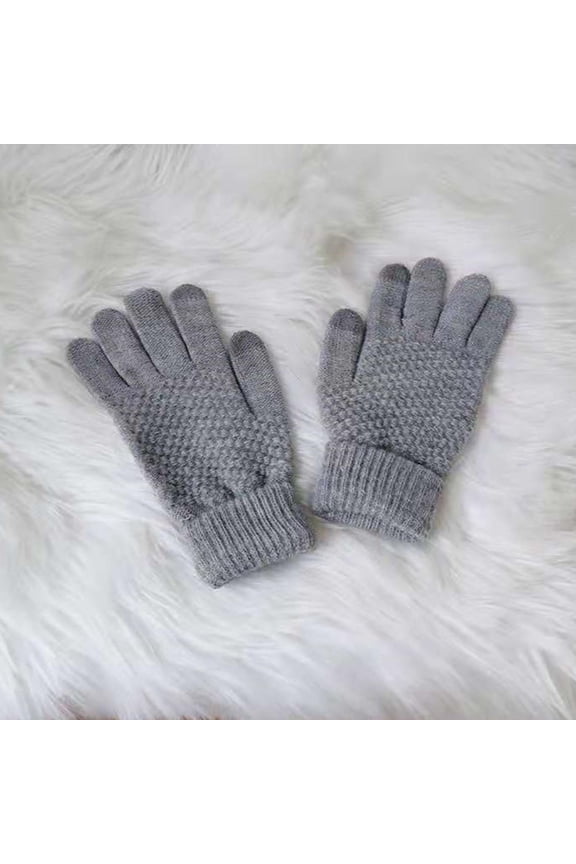 Winter Gloves for Women Thermal Knitted Warm Elastic Touchscreen Gloves for Cold Weather Solid Color Full Finger Texting Gloves