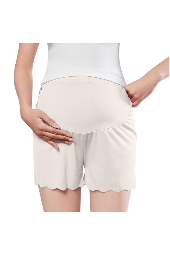 Women Maternity Shorts Summer Over the Belly Pregnancy Lounge Shorts Soft Stretchy Comfy Maternity Clothes,L