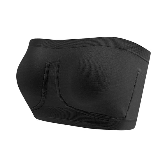 FAHXNVB Women Plus Size Strapless Bandeau Bra Wire Free Padded Tube Top Seamless Bralette