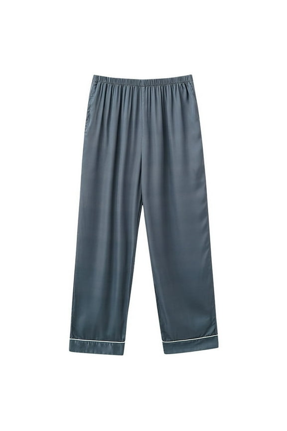 Women Satin Slip Pajama Pant Plus Size Wide Leg Comfy Casual Lounge Yoga Pants with Pockets Loose Fit Soft Open Bottom Pants