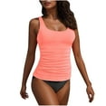thumbnail image 1 of FAHXNVB Women Two Piece Tankini Set Tummy Control Ruched Tankini Top with Bottom Swimsuits Solid Color Soft Fashion Bathing Suit, 1 of 4