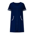 thumbnail image 1 of FAHXNVB Women Zipper Robe Short Sleeve Duster Housecoat Short Bathrobes Solid Color Casual Zip Front Nightgown with Pockets S-3XL, 1 of 4
