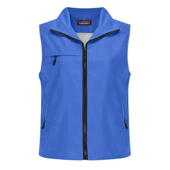 FAHXNVB Women's Lightweight Vest with 3 Pockets Windproof Sleeveless Breathable Fishing Vest for Cycling Running Solid Color Elastic Jacket