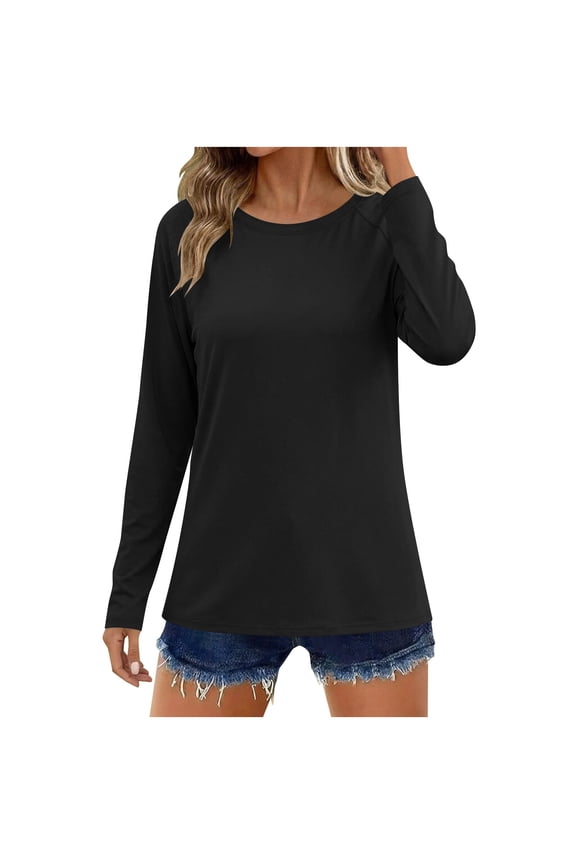 Women's Long Sleeve Sun Protection T-Shirt Crewneck Quick Dry Stretchy Breathable Tees Casual Loose Fit Soft Comfortable Fashion Running Shirts