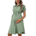thumbnail image 1 of FAHXNVB Women's Maternity Dress Button Down Short Sleeve Tie Front Pregnancy Dresses Summer Casual Shirt Dresses,XXL, 1 of 6