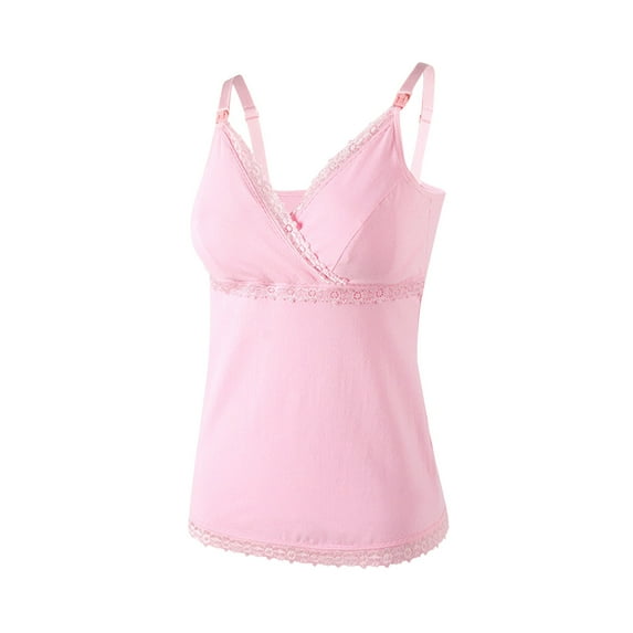 FAHXNVB Women's Maternity Nursing Tank Tops Sleeveless Cotton Breastfeeding Camisoles Shirt,M