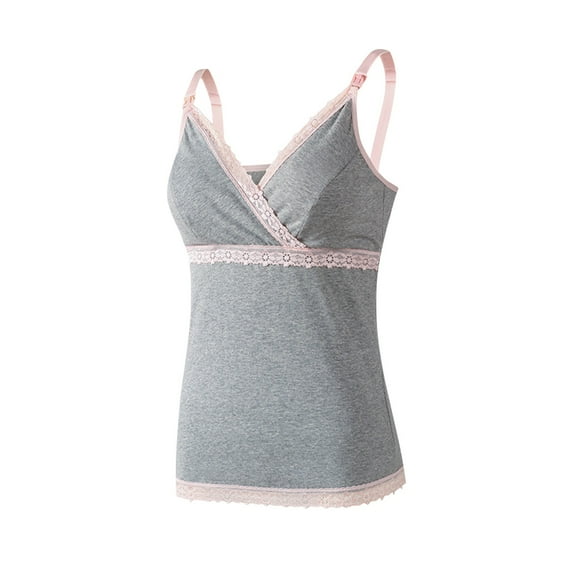 FAHXNVB Women's Maternity Nursing Tank Tops Sleeveless Cotton Breastfeeding Camisoles Shirt,XL
