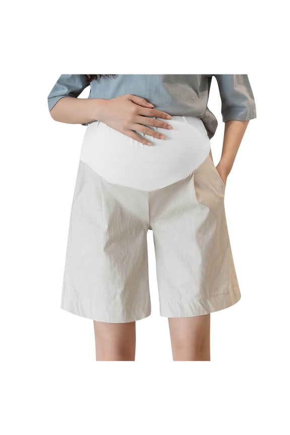 Women's Maternity Shorts Over Belly Cotton Pregnancy Shorts Summer Wide Leg Lounge Shorts with Pockets,XXL