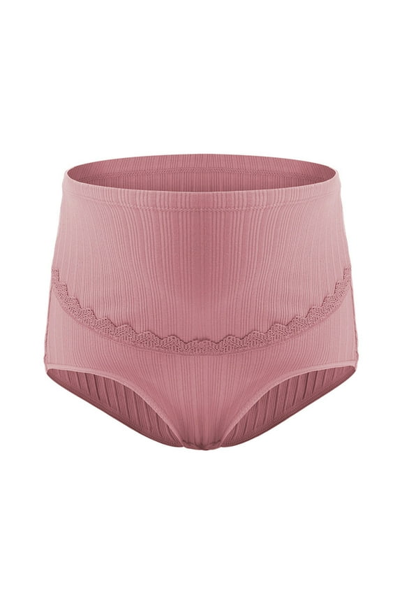 Women's Over The Bump Maternity Panties Adjustable Ribbed Lace Solid Color Breathable Pregnancy Underwear Casual Cozy Underwear