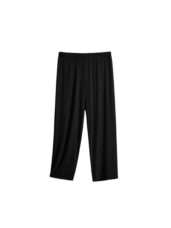 Women's Plus Capri Pajama Pants Soft Stretch Wide Leg Pj Bottoms Baggy Elastic Waist Loungewear Cropped Pants XL-5XL