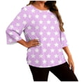 thumbnail image 1 of FAHXNVB Women's Plus Size Crewneck T-Shirts 3/4 Sleeve Lovely Stars Print Tees Tops Fashion Casual Cozy Loose Shirts, 1 of 5