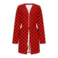thumbnail image 1 of FAHXNVB Women's Robe Plus Size Lightweight Long Sleeve Knit Bathrobe Trendy Polka Dot Print Soft Short Sleepwear Robes S-5XL, 1 of 4