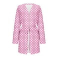 thumbnail image 1 of FAHXNVB Women's Robe Plus Size Lightweight Long Sleeve Knit Bathrobe Trendy Polka Dot Print Soft Short Sleepwear Robes S-5XL, 1 of 5