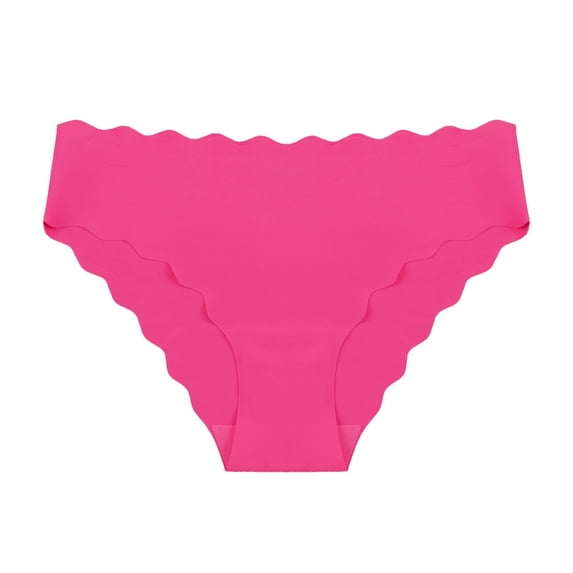 FAHXNVB Women's Seamless Scalloped Edge Briefs Low Rise Ice Silk Breathable No Show Panties Stretchy Soft Comfortable Everyday Underwear